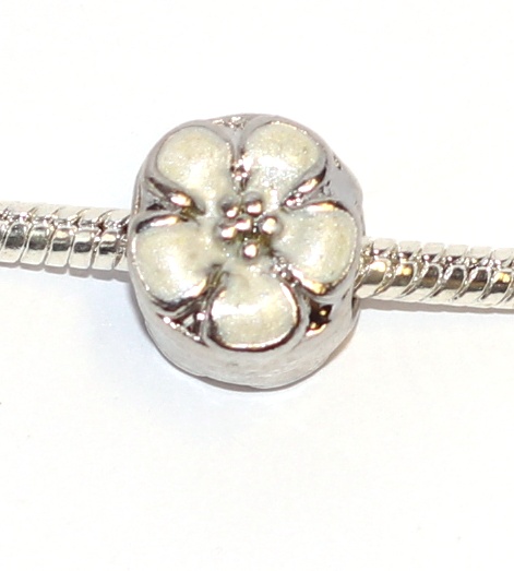 Korálek na náramek Fashion Jewerly - Krémová květina, Bílá orchidej 2328