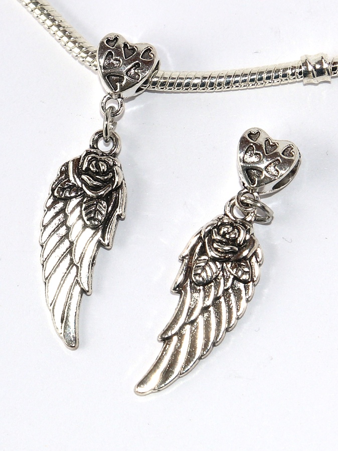 Korálek Fashion Jewerly - Přívěsek Andělské křídlo s růží, Srdce plné srdíček, Angels love 2335