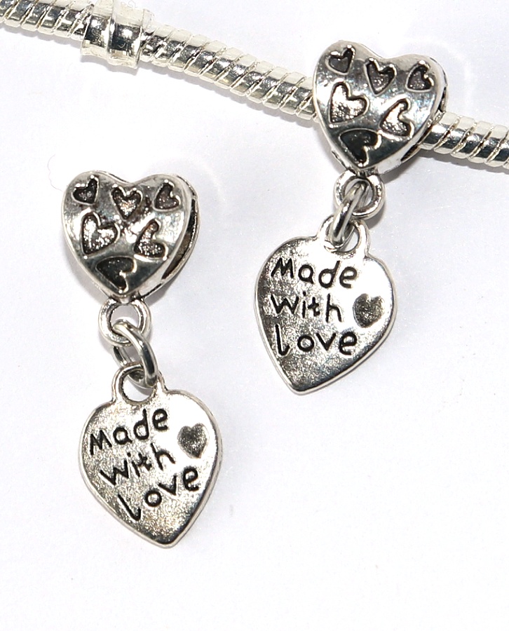 Korálek Fashion Jewerly - Přívěsek Srdce Made with Love, Vytvořeno s Láskou 2343