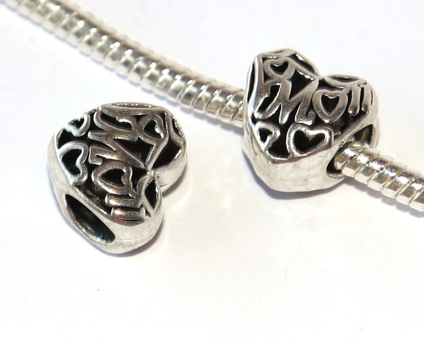 Korálek Fashion Jewerly - Srdce s nápisem MOM, Miluji svou maminku, Love my mother 2410
