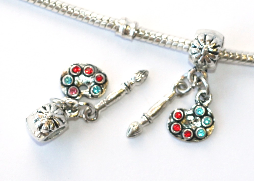 Korálek Fashion Jewerly - Přívěsek Malířská paleta a štětec, Malování, Obraz, Love to paint! 2435