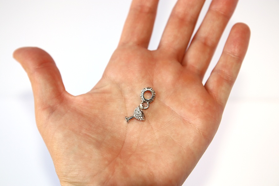 Korálek Fashion Jewerly - Přívěsek Stříbrná sklenička, Víno, Šampaňské, Oslava krásné dámy 2437