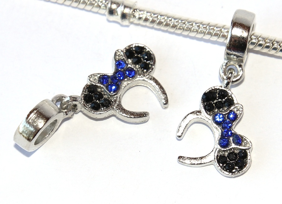 Korálek Fashion Jewerly - Přívěsek Čelenka s modrou mašlí, Minnie, Mickey, Myška 2449