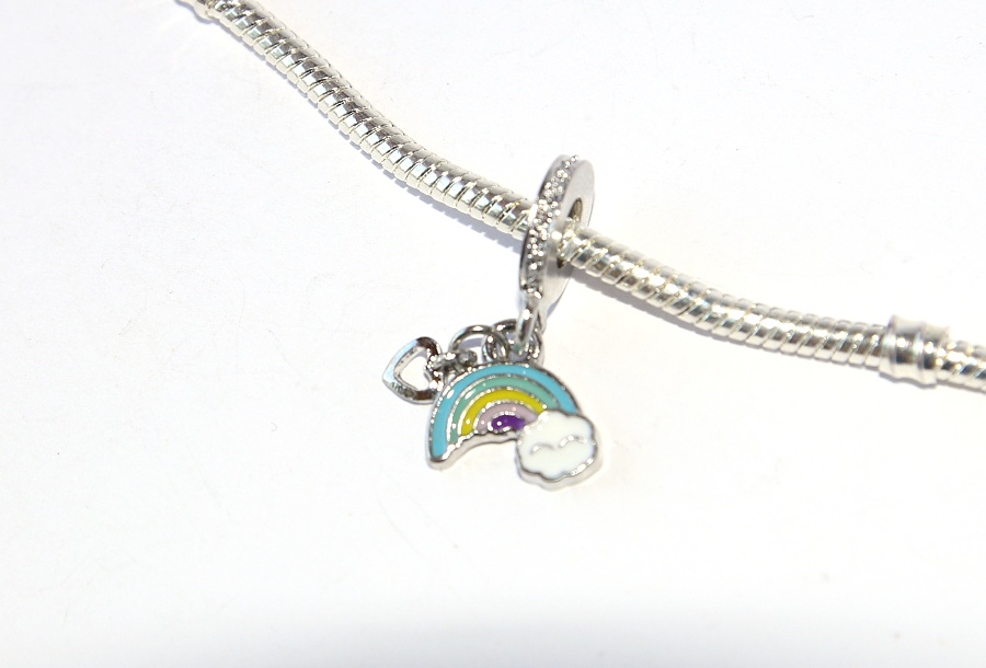 Korálek Fashion Jewerly - Přívěsek Duha s obláčkem a srdíčkem, Happy time, Love Rainbow 2452