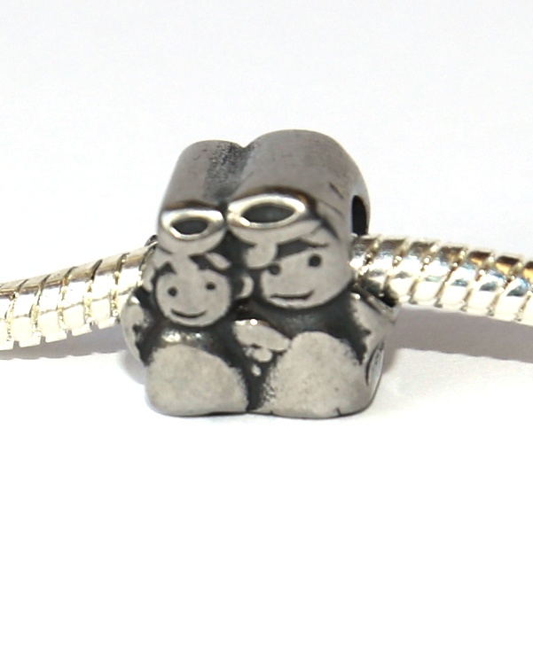 Korálek nerezový Fashion Jewerly - Dva andílci, Rodina, Matka a dítě, Andělé strážní, Ochránci, Angels Love 2485