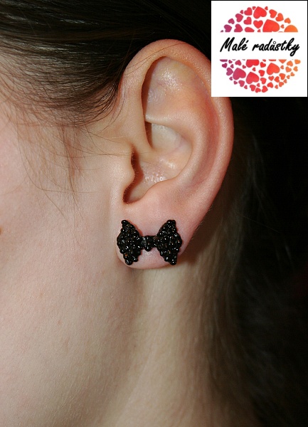 Náušnice Fashion Jewerly - Černá mašlička 232