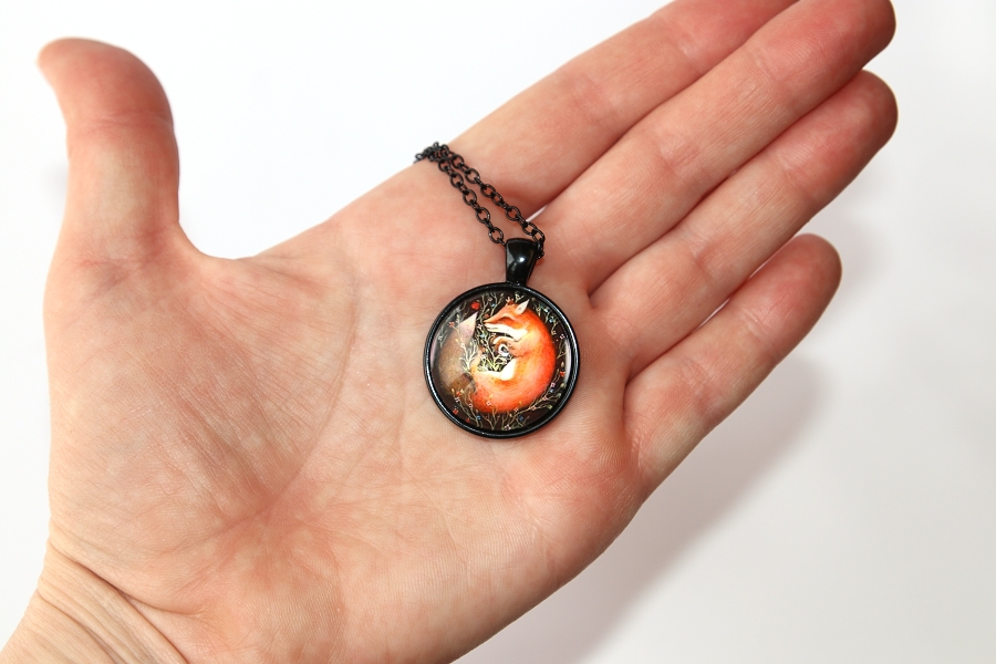 Řetízek Fashion Jewerly - Amulet Liška spí v květinách, Moudrá bytost odpočívá, Love Fox 2546