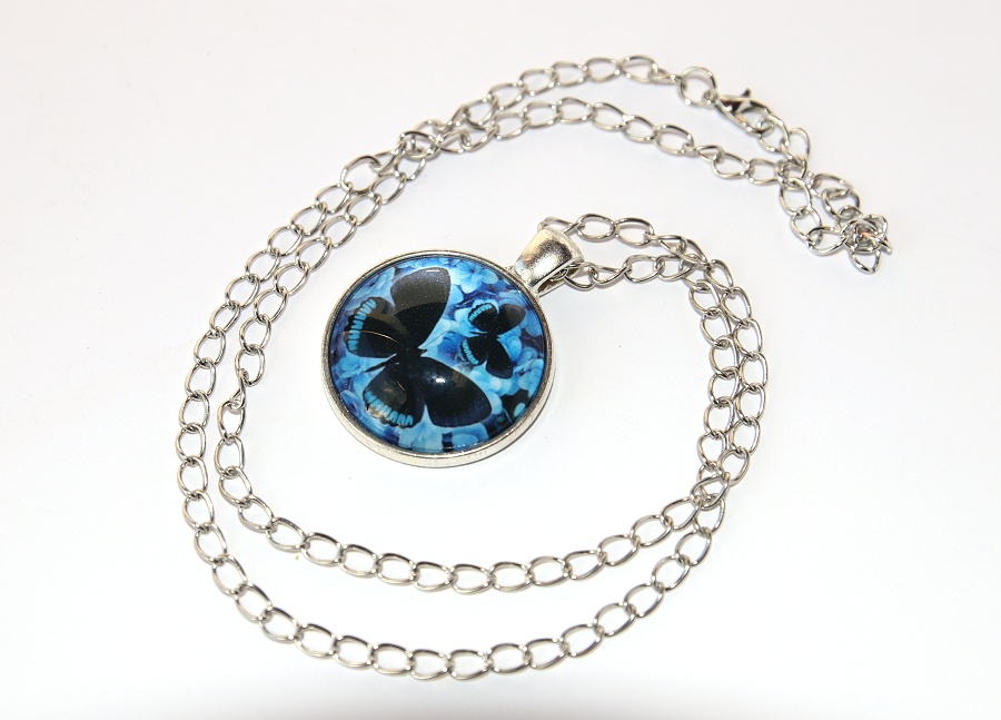 Řetízek Fashion Jewerly - Amulet Modrý Motýl, Dva přátelé, Vznešená lehkost, Vintage 2564