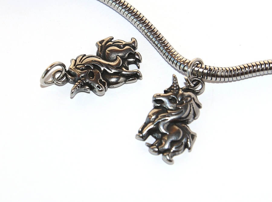 Korálek nerezový Fashion Jewerly - Přívěsek Jednorožec, Happy life and smile, Cute Unicorn 2579