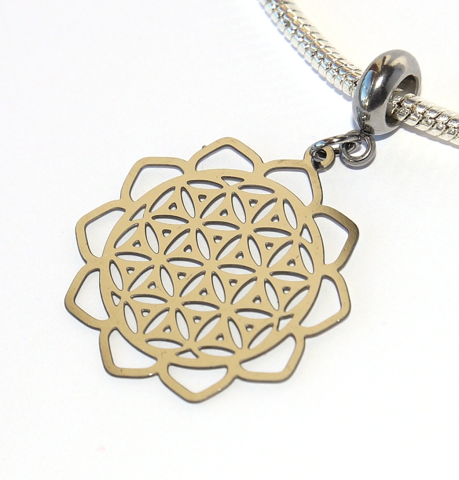 Korálek nerezový Fashion Jewerly - Přívěsek Květ života, Merkaba, Posvátná geometrie 2592