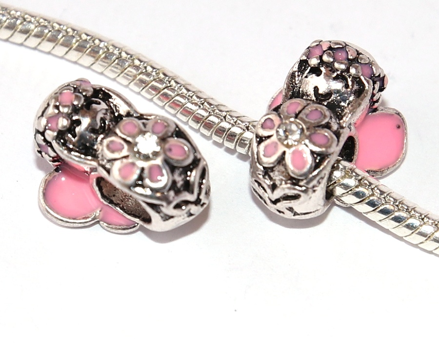 Korálek na náramek Fashion Jewerly - Růžová andělka s květinou, Víla s čelenkou 2612
