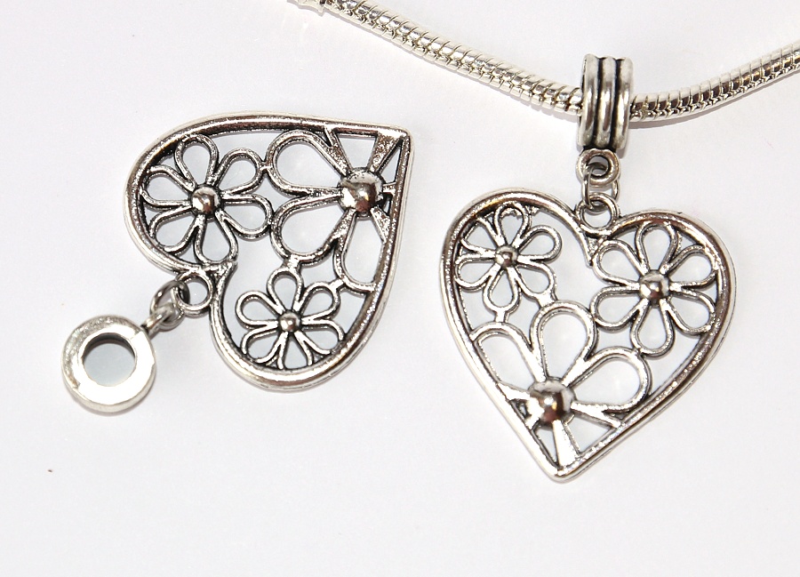 Korálek na náramek Fashion Jewerly - Přívěsek Srdce plné květin, Vášeň pro krásné kvítí, Romantická princezna 2666