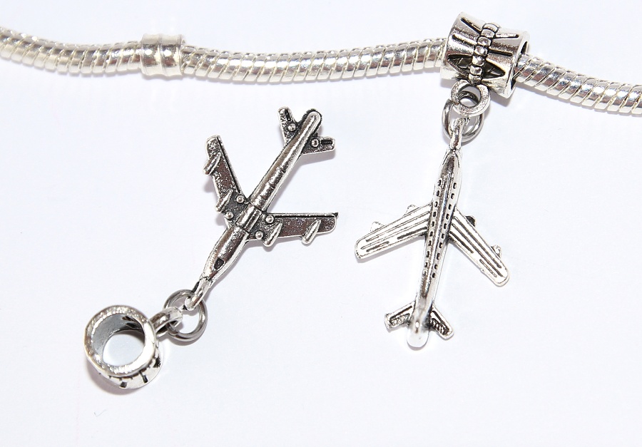 Korálek na náramek Fashion Jewerly - Přívěsek Letadlo, AirLine, Dovolená, Miluji cestování, Love travel 2674