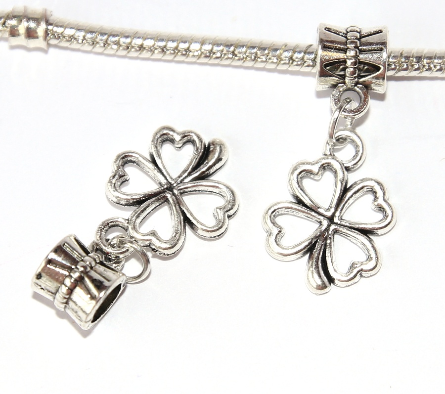 Korálek na náramek Fashion Jewerly - Přívěsek Čtyřlístek pro štěstí 2682