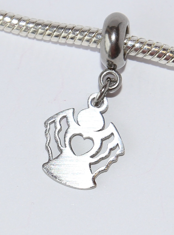Korálek nerezový Fashion Jewerly - Přívěsek Anděl Strážný, Andílek se srdíčkem, Angels Love 2696