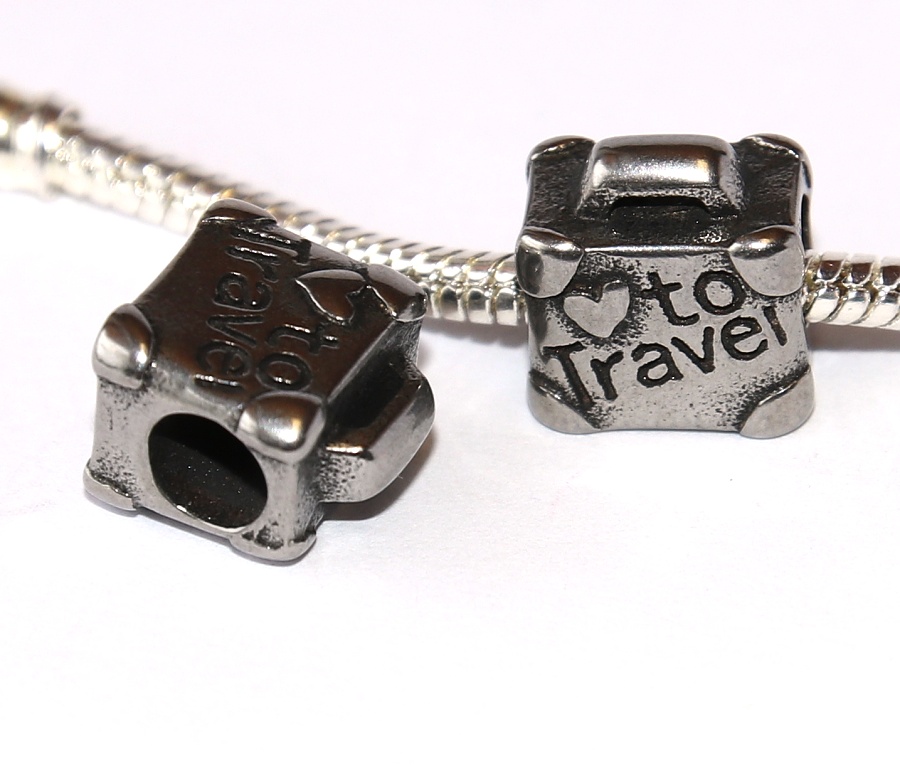 Korálek nerezový Fashion Jewerly - Kufr, Zavazadlo, Cesta kolem světa, Miluji cestování, Love to travel 2703