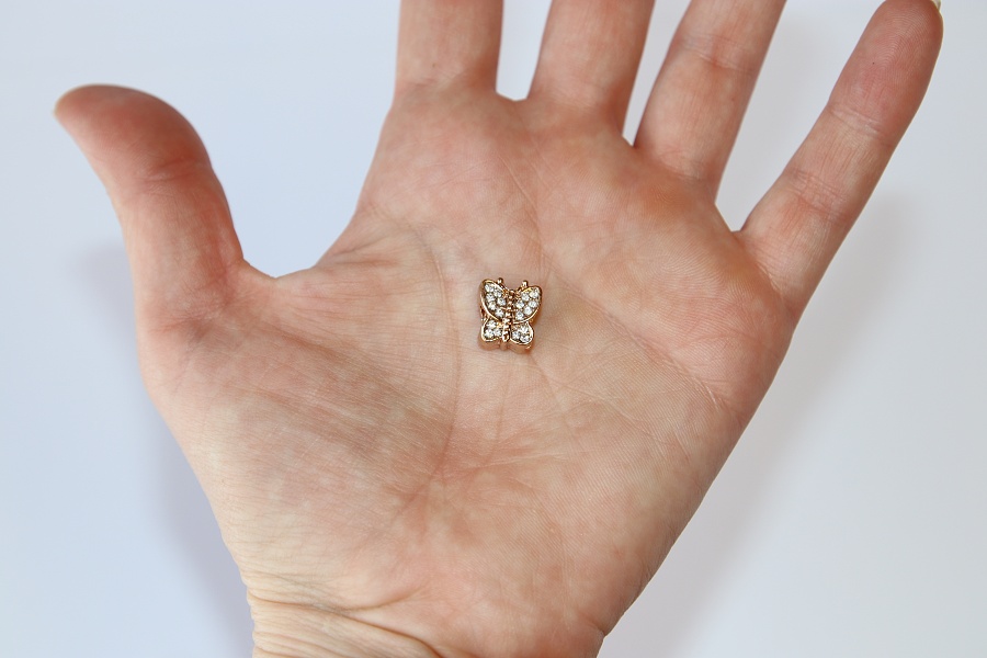 Korálek s velkým průvlekem Fashion Jewerly - Zlatý motýl, Třpytivá kráska 2729