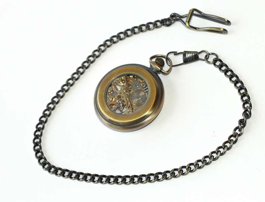 MR Kapesní Hodinky na řetízku, bronzové - Mechanické Retro Bronz Style, Exkluzivní kvalitní krása 2767