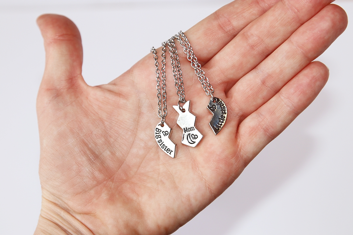 3ks Řetízky párové Fashion Jewerly - Mince pro matku a dvě dcery, Přátelství, Matka, Dcery, Rodina, Best Friends 2951