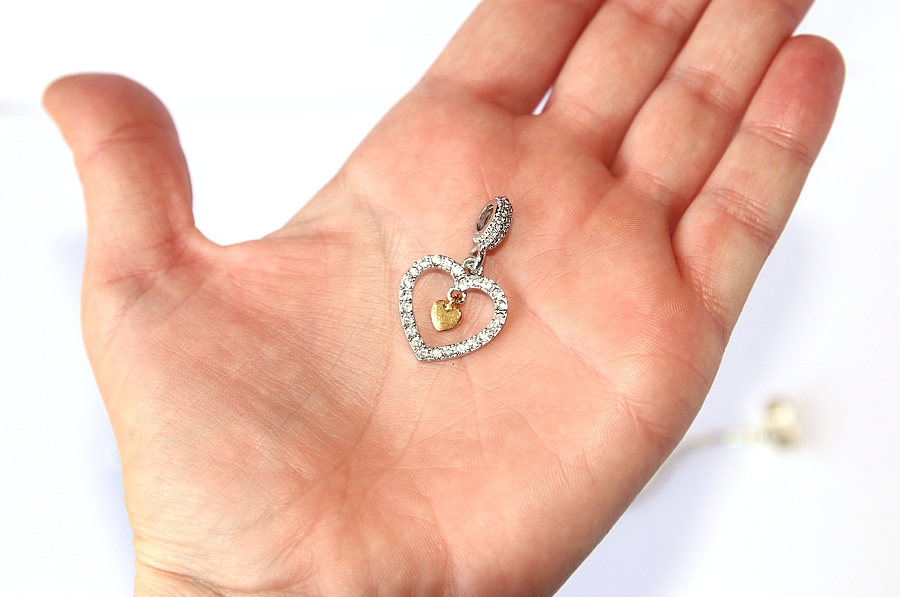 Korálek Fashion Jewerly - Přívěsek Stříbrné a zlaté srdíčko, Srdce, Silver Heart 2984
