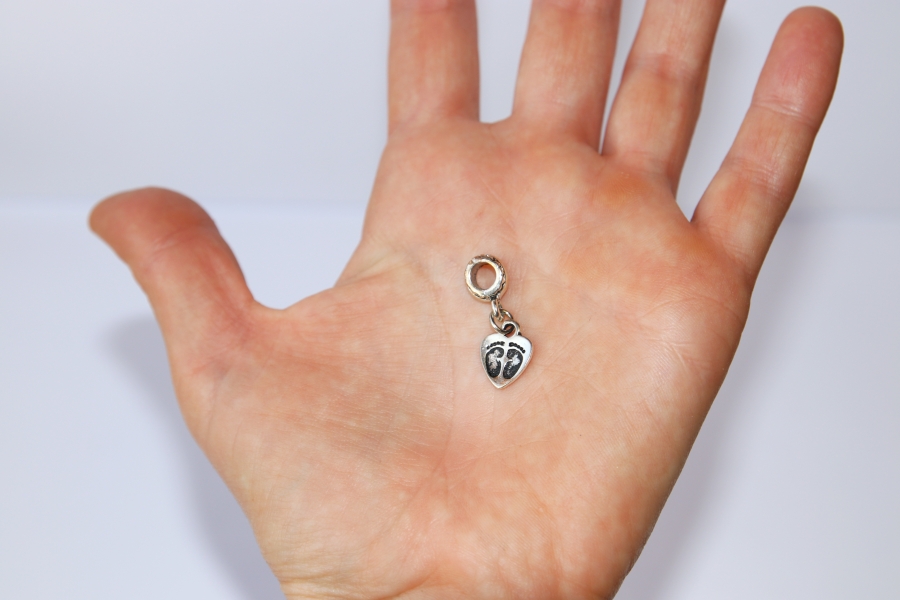 Korálek Fashion Jewerly - Přívěsek Srdce a dětské stopy, Láska, Přátelství, Věrnost, Heart 3090