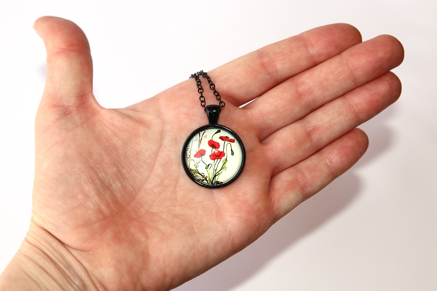 Řetízek Fashion Jewerly - Amulet Červený mák, Miluji život, Letní dobrodružství 3175