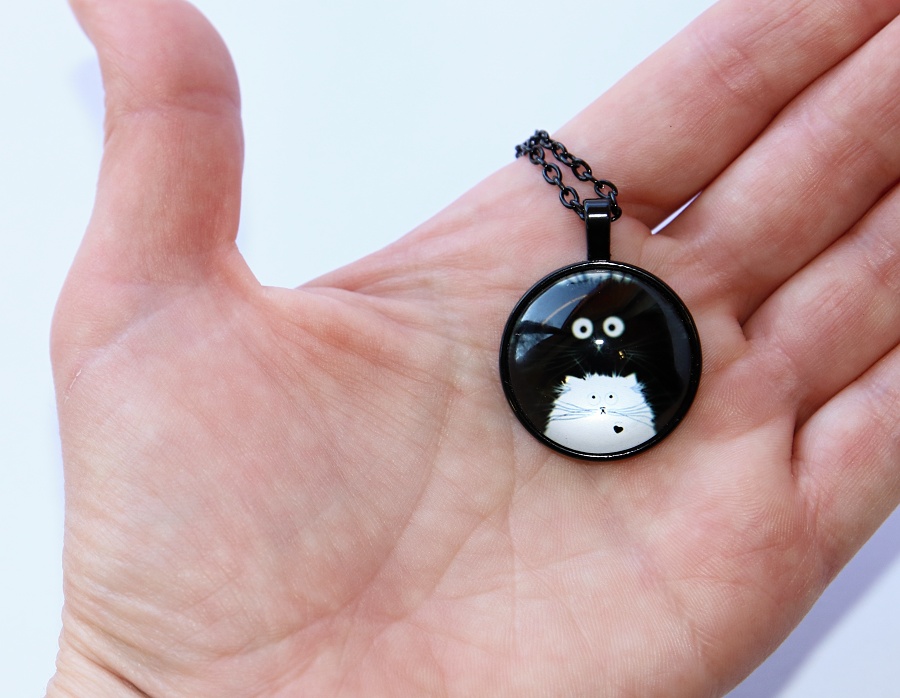 Řetízek Fashion Jewerly - Amulet černá kočka s Bílou, Maminka s koťátkem, Balance, Love cats 3180