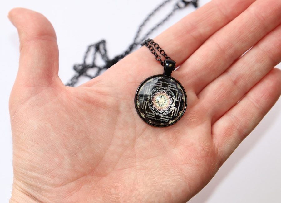 Řetízek Fashion Jewerly - Amulet Sri Yantra, Meditace, Makrokosmos, Posvátná geometrie, Uvolnění 3191