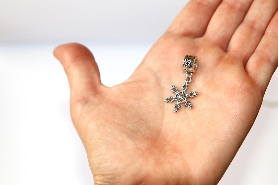 Korálek Fashion Jewerly - Přívěsek Sněhová vločka s květinou, Příroda, Snowflake 3206