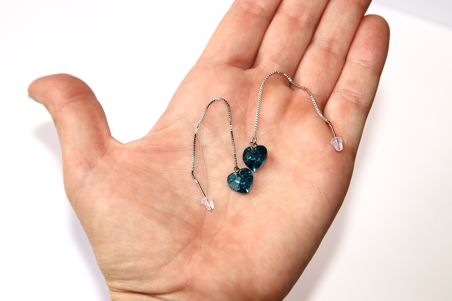 Náušnice Fashion Jewerly - Modré srdce oceánu na řetízku, Titanic, Mořská víla, Elegantní lady 3371