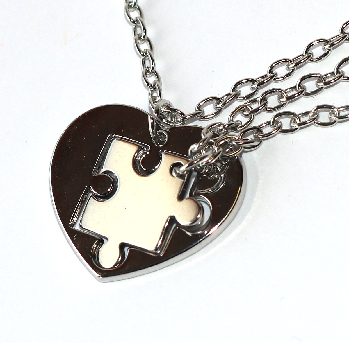 2ks Řetízky párové Fashion Jewerly - Srdce - do kterého pasuje chybějící kousek skládanky, Miluji tě, Love you, Miss you.. 3514
