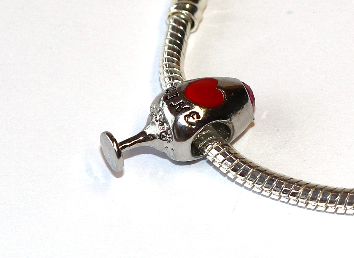 Korálek Fashion Jewerly na náramek nebo řetízek - Sklenka s vínem, Miluji červené víno, Oslava, Love wine 3559