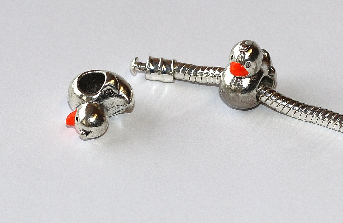 Korálek Fashion Jewerly na náramek nebo řetízek - Kačenka, Kachna, Kachnička na vodě 3566