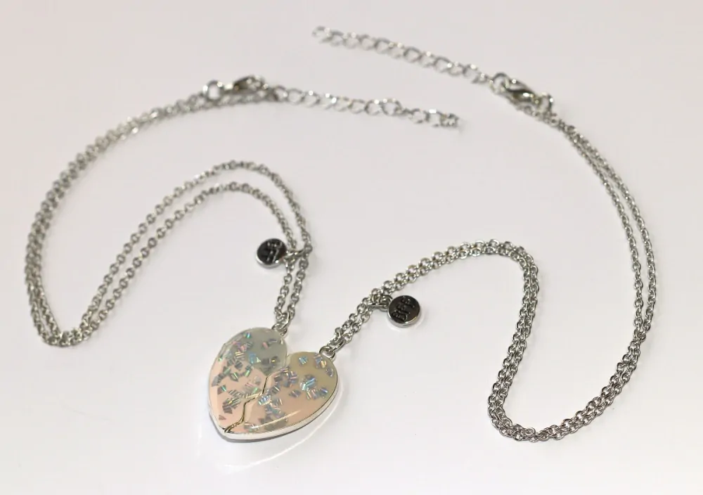 2ks Řetízky párové Fashion Jewerly - Srdce s perletí, Nejlepší přátelé, Best Friends 3607