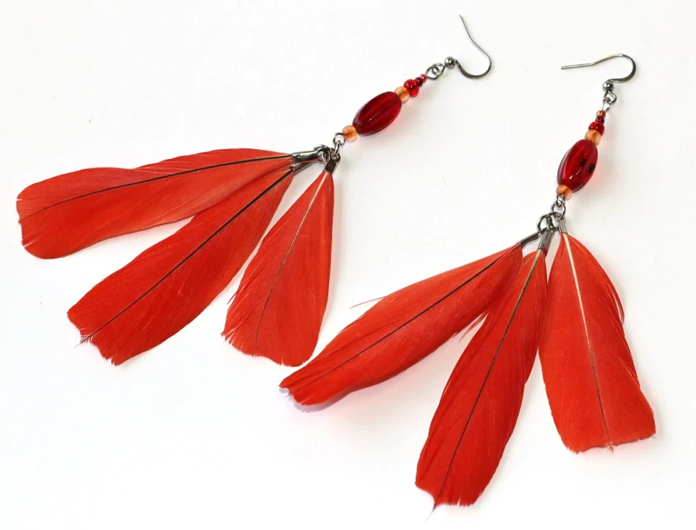 JoyKa Pírkové Naušnice - Červená Láska od Žaka, Smyslná Dáma, Red Spirit 3709