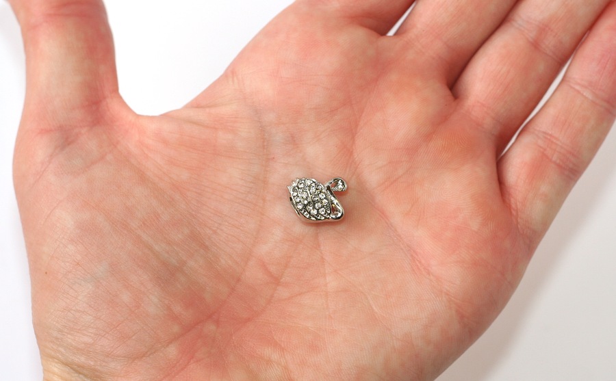 Korálek na náramek Fashion Jewerly - Labuť třpytivá, stříbrná barva 1833