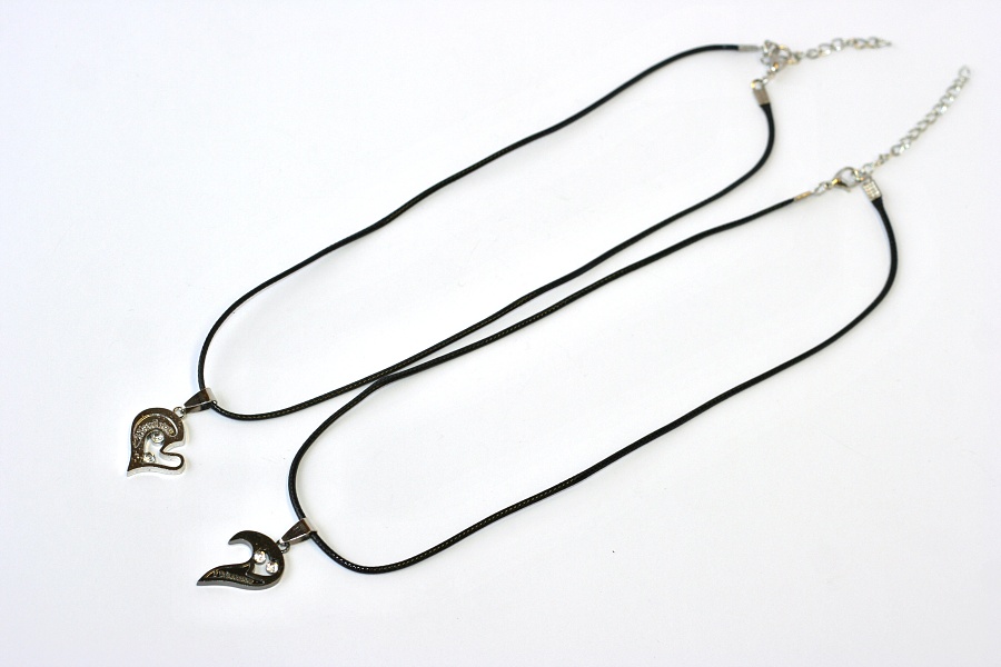 2ks Řetízky párové Fashion Jewerly - Srdce pro dva, I love you, miluji tě 1892