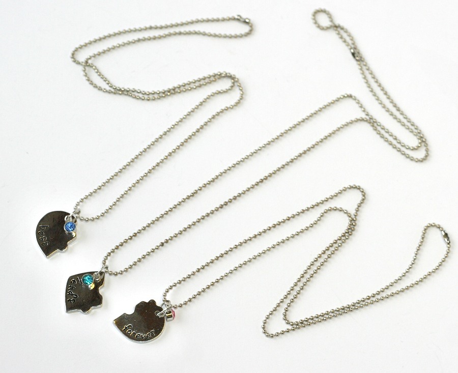 3ks Řetízky párové Fashion Jewerly - Srdce pro tři nejlpeší kamarády 1895