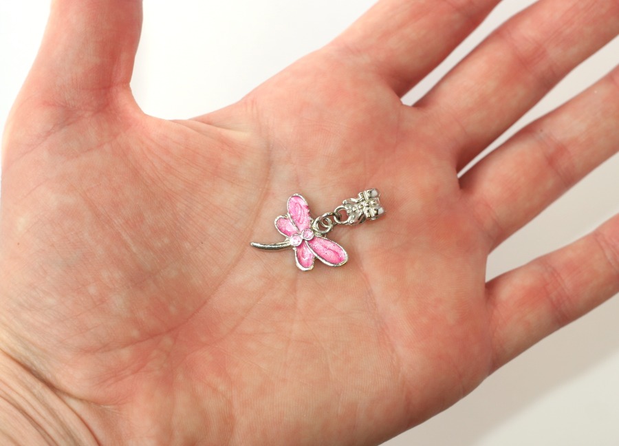 Korálek na náramek Fashion Jewerly - Přívěsek Růžová vážka, Pink Dragonfly 2128