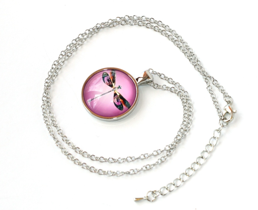 Řetízek Fashion Jewerly - Amulet Vážka v růžové, Dragonfly Pink 2210