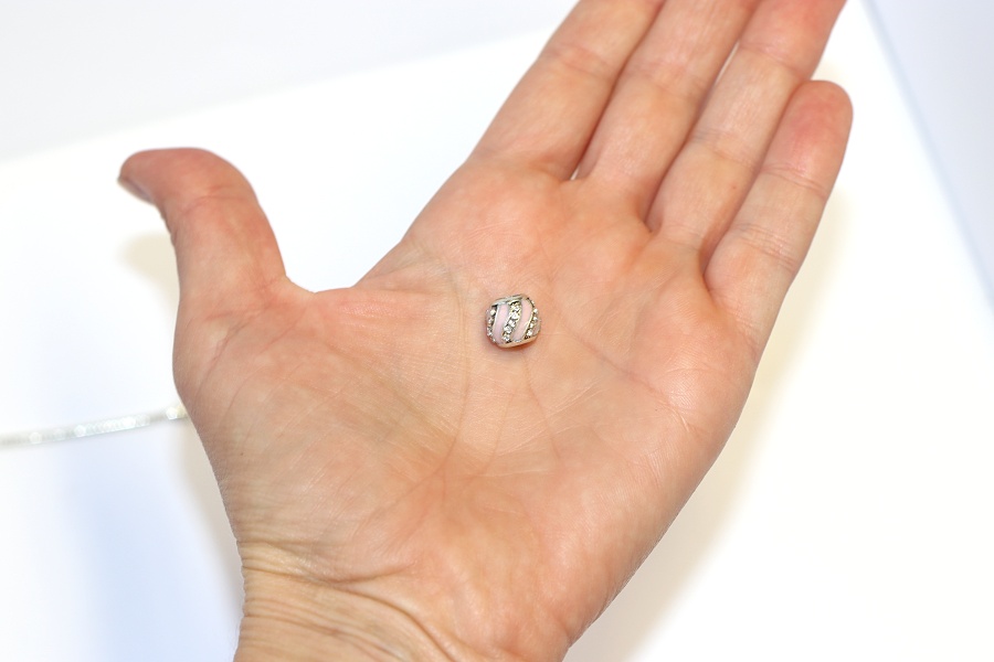 Korálek na náramek Fashion Jewerly - Růžová vlnkohra se stříbrným třpytem, Romantické vlnění  2325