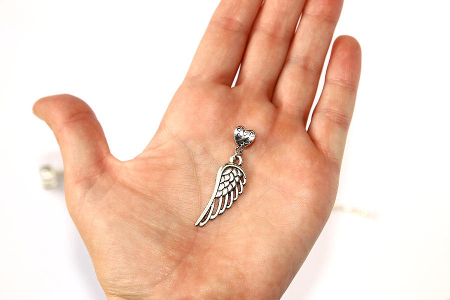Korálek Fashion Jewerly - Přívěsek Andělské křídlo s růží, Srdce plné srdíček, Angels love 2337