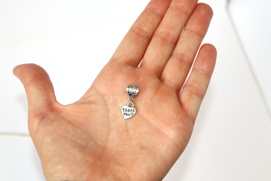 Korálek Fashion Jewerly - Přívěsek Srdce Thank You, Děkuji, Love Hearts 2341