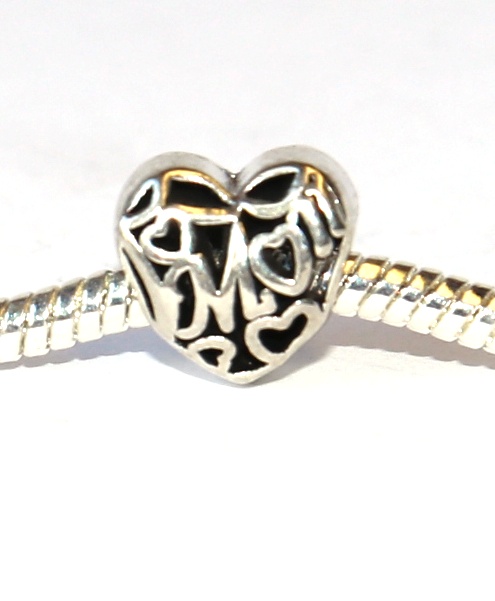 Korálek Fashion Jewerly - Srdce s nápisem MOM, Miluji svou maminku, Love my mother 2410