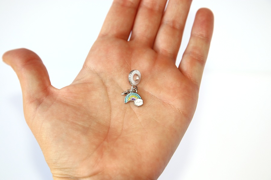 Korálek Fashion Jewerly - Přívěsek Duha s obláčkem a srdíčkem, Happy time, Love Rainbow 2452