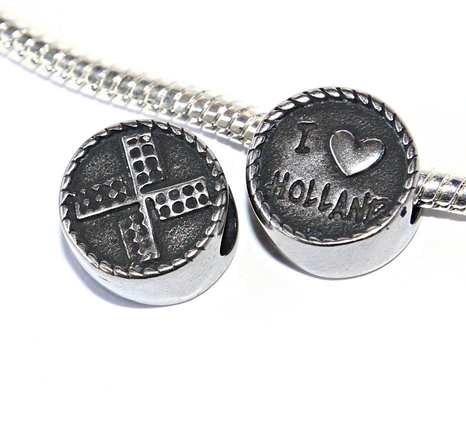 Korálek nerezový Fashion Jewerly - Miluji Holandsko, Větrný mlýn, Love Holland 2462