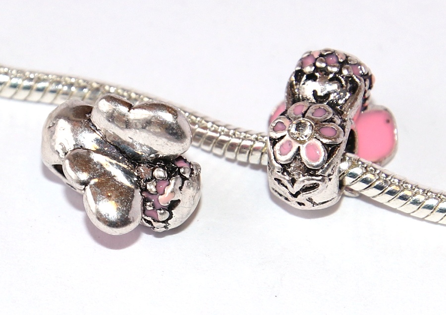 Korálek na náramek Fashion Jewerly - Růžová andělka s květinou, Víla s čelenkou 2612