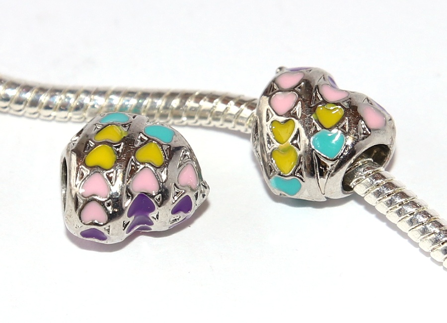 Korálek na náramek Fashion Jewerly - Srdce plné barevných srdíček pro princeznu, Heart Deluxe, Duhová kráska, Svěží léto 2618