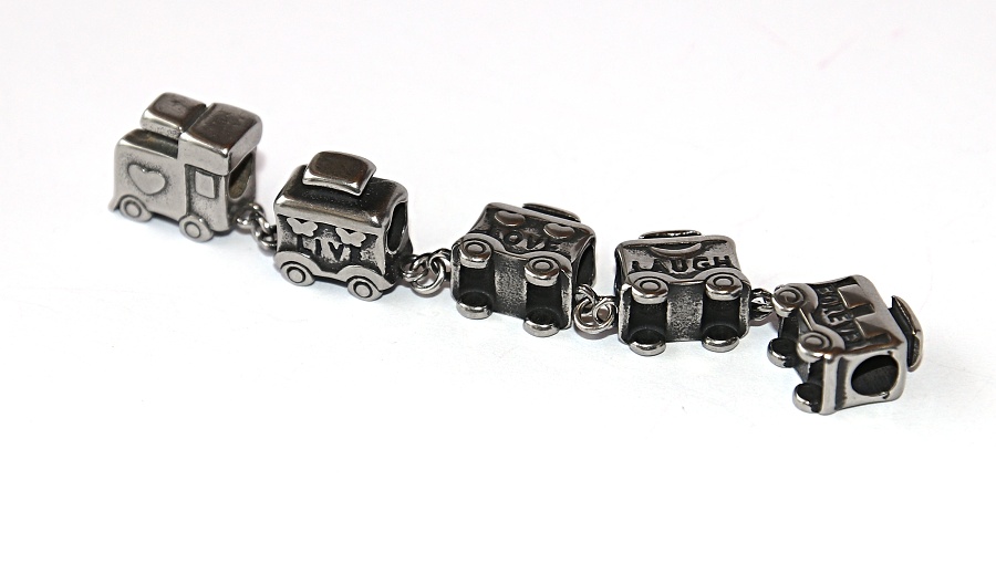 Korálek nerezový Fashion Jewerly - Vlak s vagóny, Štastná mašinka, Úžasný život, Live Love Laugh Forever 2702