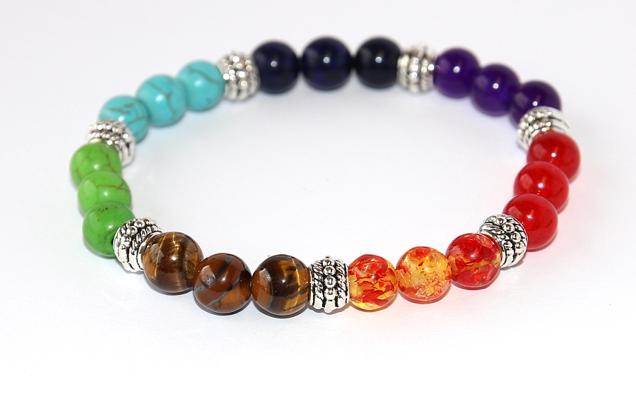 Čakrový náramek Fashion - Energetický, duhový náramek s korálky, 7 Čaker, Buddha, Reiki, Meditace, Yoga 2818